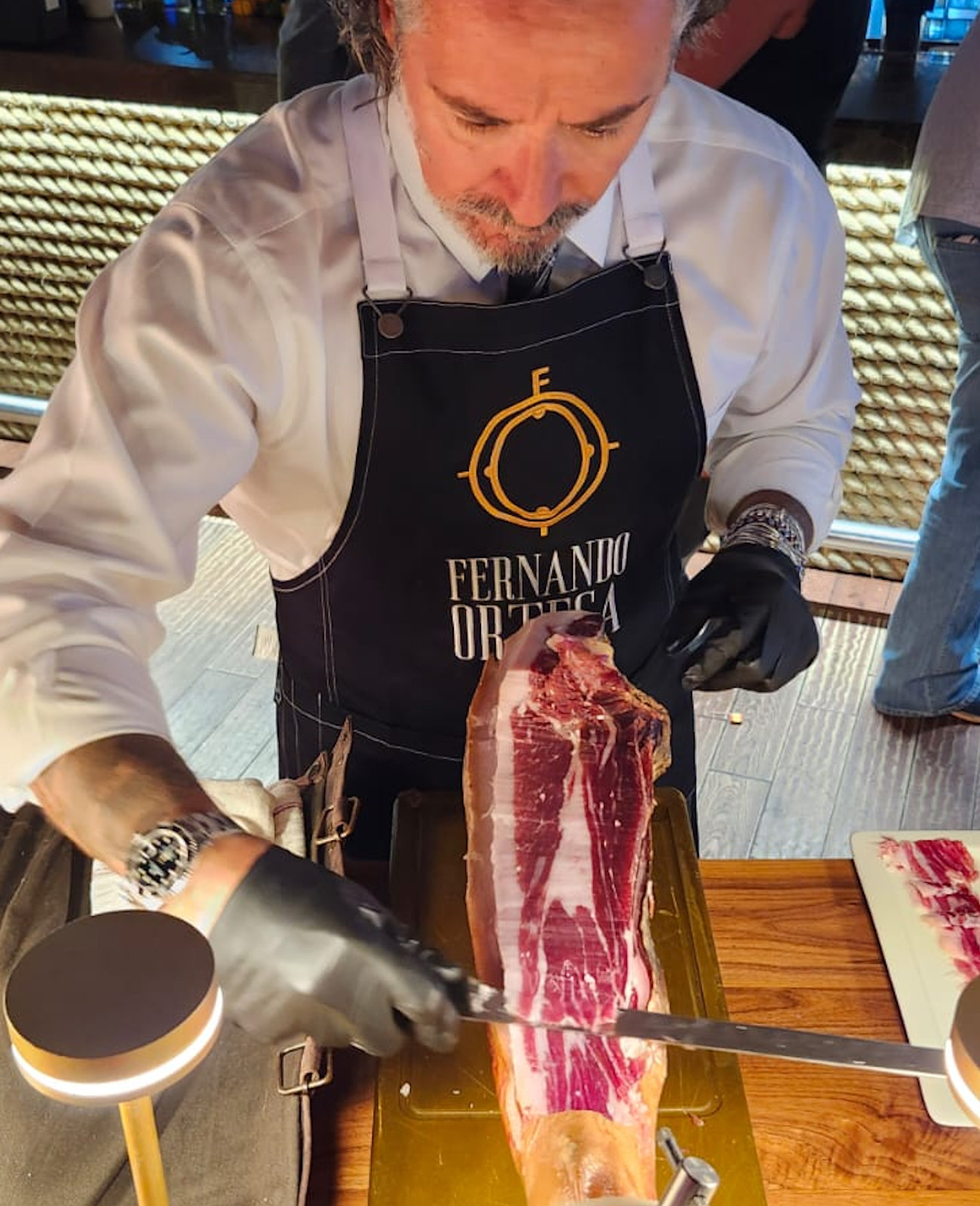 Professional Spanish ham carving